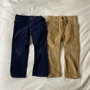 Toddler Boy Corduroy Pants Bundle Set - Navy and Tan